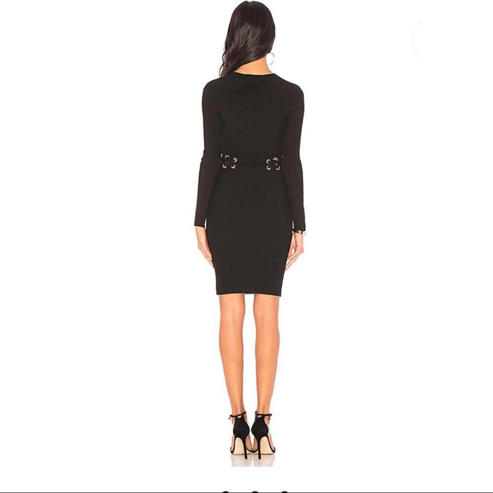 Chrissy Teigen Black Deep V Lace Up Dress - Picture 6 of 7